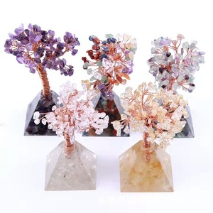 ต้นไม้เงินคริสตัล ฐานพีระมิดอะมีทิสต์ธรรมชาติ ของตกแต่งบ้านและสำนักงาน ของขวัญงานฝีมือ - Product Image 2