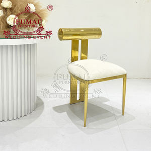 Chaises de salle à manger à cadre en acier inoxydable doré de luxe moderne - Product Image 1