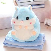Offre Spéciale 3D MIGNON Animal Jouets Throw Doux Bébé Flanelle Corail Polaire Hamster En Peluche Animal 2 dans 1 oreiller Couverture