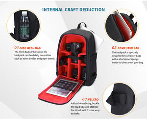 Оптовая цена, сумка для камеры и объектива, большой вместимости, уличная фотография, водонепроницаемая двойная сумка для видеокамеры, рюкзак - Product Image 5