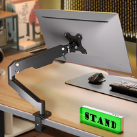 Support de moniteur de bureau en alliage d'aluminium noir 14-34 pouces, bras articulé à ressort à gaz, mouvement complet, 10 kg, VESA 75x75 mm, pour écran LCD/LED, TV, PC
