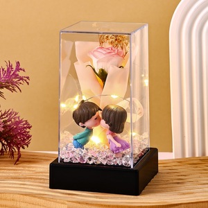 Lampe Saint-Valentin 2026 créative faite à la main avec fleur éternelle sous cloche en verre, cadeau d'Halloween, vente en gros - Product Image 5