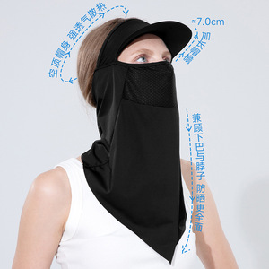 Customized Summer Ice Silk Sun Protection Hat With Brim Magic Scarf Full Face Neck Coverage Breathable Outdoor Cycling Fishing - Product Image 2