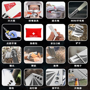 Kit de rescate de emergencia personalizado para exteriores con manta ignífuga, herramientas de primeros auxilios, equipo de supervivencia compacto para huir de terremotos en el hogar - Product Image 2