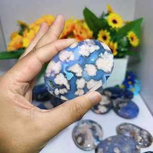 Piedra de Ágata Natural de Flor de Cerezo Azul al por Mayor - para Meditación, Masaje con Piedras de Palma, Decoración del Hogar, Regalo - Product Image 6