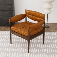 Nordic Denmark Stylist Komfort Einzelsofa Wohnzimmer Holz-Leder-Relaxsessel Umweltfreundlich Langlebig Hotel Zuhause Büro Apartment
