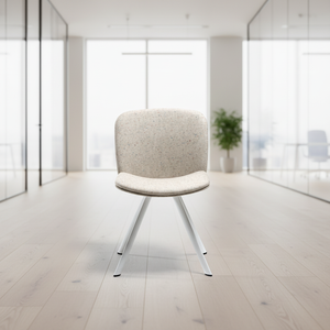 Chaise multifonctionnelle Libera Home Office au design minimaliste et moderne, avec quatre pieds elliptiques, entièrement rembourrée en tissu et structure en bois - Product Image 6