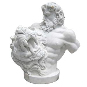 Белый Мраморный знаменитый античный художественный обнаженный мужской бюст с головой льва - Product Image 1