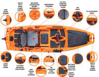 Kayak de pêche à pédales Vicking 9 pieds avec moteur électrique modulaire en HDPE pour 1 personne