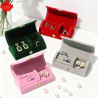 Boîte à bijoux rectangulaire en velours haut de gamme Laire, motif uni, petite, pour bagues, boucles d'oreilles, pendentifs, accessoires, colliers