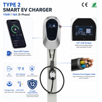 EV-Ladegerät 11 kW Typ 2 Wallbox 11 kW EV-Ladestation Typ 2 Autoladegeräte Wandmontierte Ladestationen