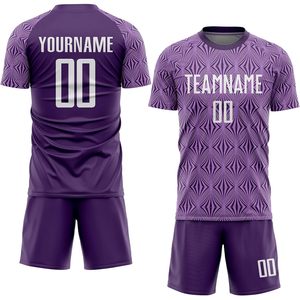 Conjunto de camiseta de fútbol blanca y morada personalizada, uniforme deportivo personalizado, nombre de equipo impreso para hombres, niños jóvenes, incluidos pantalones cortos de camisa - Product Image 2