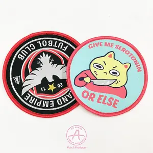 Fashion Colorful Customized Shape Overlock High Density Custom Embroidered Woven Patch For Clothes And Cap