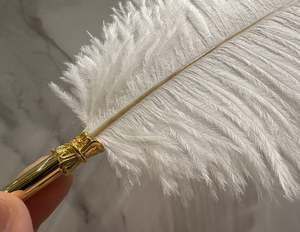 Offre Spéciale rétro <span class=keywords><strong>Vintage</strong></span> sélectionné luxe véritable <span class=keywords><strong>plume</strong></span> d'autruche <span class=keywords><strong>stylo</strong></span> à bille en métal mariage événement signature décoratif <span class=keywords><strong>plume</strong></span> Dip stylos - Product Image 1