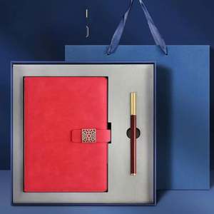 Vente en gros Cahier d'entreprise en cuir Cahier de luxe avec logo personnalisé pour coffrets Cadeaux Boîte cadeau promotionnelle avec stylo/ - Product Image 3