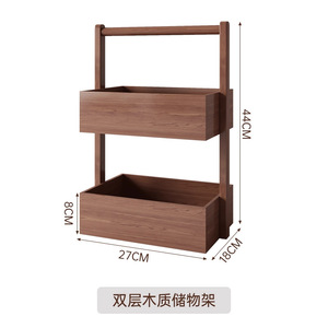 Estante de almacenamiento de madera de doble capa para escritorio, organizador de cosméticos, soporte de maquillaje de madera maciza de estilo Vintage, caja de almacenamiento de escritorio - Product Image 6