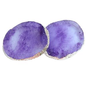 Резиновый Агат, ломтик, подставка под горку, друза, бразильский полированный Фиолетовый Агат, ломтики под горку с золотой стороной - Product Image 2