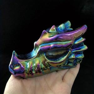 Crânes de dragon électroplaqués bleu-violet de haute qualité en gros, 7 cm, tendance mode, décoration d'intérieur unique pour les fêtes - Product Image 1