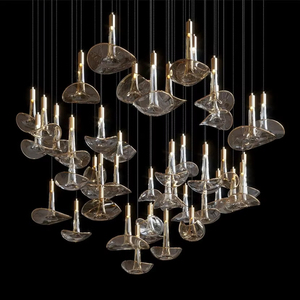 Lustre <span class=keywords><strong>LED</strong></span> moderne personnalisable en or avec télécommande/sans fil, hauteur réglable, luminaire <span class=keywords><strong>de</strong></span> plafond pour <span class=keywords><strong>salle</strong></span> <span class=keywords><strong>de</strong></span> <span class=keywords><strong>bain</strong></span>, bar, hôtel - Product Image 4
