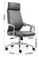 Chaise de bureau exécutive moderne ergonomique confortable à hauteur réglable avec base en acier et revêtement en cuir PU pivotante pour la maison et les bureaux professionnels