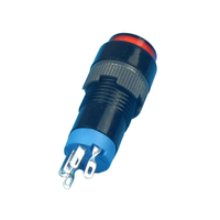 Interrupteur à bouton-poussoir LED rouge 12 mm, 5 broches, momentané/verrouillable, montage sur panneau en plastique, 3A 250V, interrupteur de commande d'alimentation
