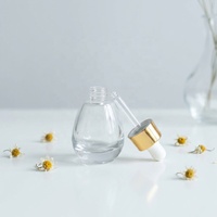 Flacon cosmétique en verre transparent avec compte-gouttes à tête ronde, capacité de 30 ml, couleur personnalisée, emballage en carton imprimé à l'écran, crème pour le visage, soin de la peau