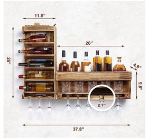 Étagère murale <span class=keywords><strong>en</strong></span> <span class=keywords><strong>bois</strong></span> pour bouteilles de vin, avec <span class=keywords><strong>porte</strong></span>-verres à pied, présentoir rustique pour vin, support de rangement avec <span class=keywords><strong>porte</strong></span>-tire-bouchons - Product Image 6