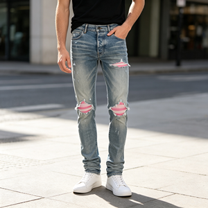 Pantalones <span class=keywords><strong>Vaqueros</strong></span> Ajustados para <span class=keywords><strong>Hombre</strong></span> LEDUO, Logotipo Personalizado, Costuras en Contraste de Color, Corte Ajustado Elástico de Algodón, Jeans Slim para <span class=keywords><strong>Hombre</strong></span> - Product Image 2