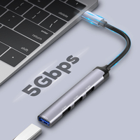 Base de Conexión LDNIO DS-34U Tipo-C 4 en 1, Adaptador HUB USB-C a USB3.0*1+USB2.0*3 para Mac Book, PC, HUB USB
