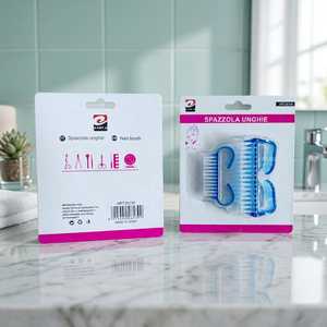 Brosse à ongles double aspiration 2 pièces avec manche en plastique et poils en nylon, couleurs assorties, lot de 12, outil de nettoyage - Product Image 4