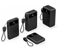 Batterie externe ultra-fine 10000 mAh avec écran LCD, câble intégré, sorties USB Type-C, batterie Li-Polymère, charge rapide 22,5 W