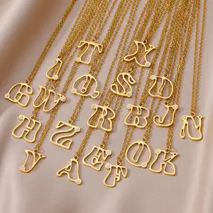 Customized Made Any Names Chain Personalized Initial Letter Tarnish Free Gold Plated Stainless Steel Custom Necklace