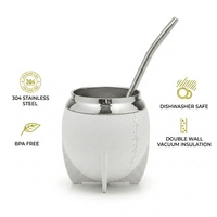Tasse à Yerba Maté en Acier Inoxydable 10oz à Double Paroi Isolante, Forme Fusée, Design Cousu, avec Paille et Logo Personnalisé