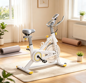 Bicicleta de Spinning Blanca de Lujo para Interiores, Bicicleta de Ejercicio Ajustable para Uso Doméstico con Monitor LCD - Product Image 4
