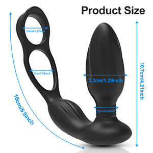 10 <b>Vibration</b> Modes Butt Plug Wireless <b>Remote</b> <b>Control</b> With Dual Cock Ring Prostate Massager for Adult - Product Image 3