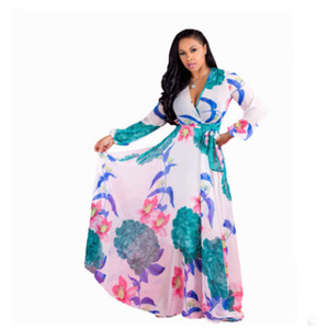 Robes décontractées <span class=keywords><strong>grande</strong></span> <span class=keywords><strong>taille</strong></span> pour femmes, à manches longues, avec imprimé, <span class=keywords><strong>taille</strong></span> naturelle, pour l'automne - Product Image 6