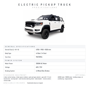 Pick-up électrique 4x4 4 places, moteur AC 4000W, carrosserie 4700mm, pneus 195/70R14, freins <span class=keywords><strong>à</strong></span> disque sur 4 roues, vente en gros d'usine - Product Image 2