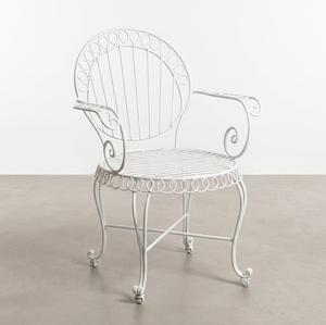 Ensemble <span class=keywords><strong>de</strong></span> conversation d'extérieur en fil métallique vintage, finition blanche résistante aux intempéries - Product Image 4