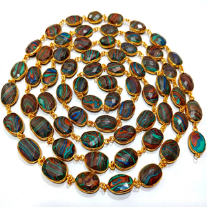 Cadena con Conector de Cuarzo Fordite en Forma Libre Briolette de 10x15mm - Product Image 1
