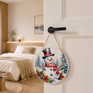 Panneau rond en bois Joyeux <span class=keywords><strong>Noël</strong></span>, motif mignon, impression personnalisée, décoration <span class=keywords><strong>de</strong></span> porte <span class=keywords><strong>de</strong></span> <span class=keywords><strong>Noël</strong></span> 20x20cm, style ferme américaine - Product Image 4