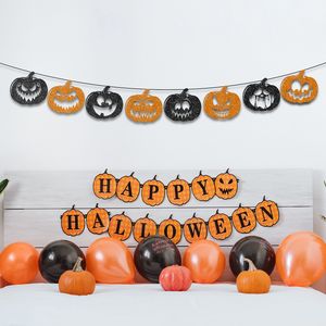 Guirnalda de Papel con Diseño de Calabaza Brillante y Caras de Fantasmas Terroríficas para Halloween, Decoración para Fiestas - Product Image 3