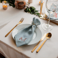 Serviette en lin personnalisée avec monogramme, impression de nom, broderie, nappe, serviette de table, ensemble cadeau pour mariage ou fête