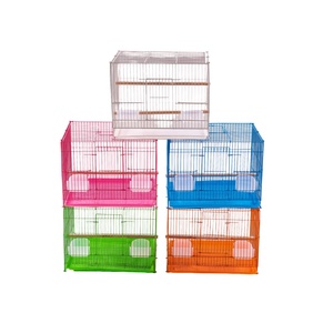 Steel Wire Rectangle Pet Cage with Plastic Tray and Horizontal <b>Sliding</b> Door for Small Birds Indoor Use - Product Image 5