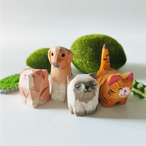 Figuras Decorativas <span class=keywords><strong>de</strong></span> <span class=keywords><strong>Madera</strong></span> Maciza Talladas a Mano con Temática Animal: Gatitos, Cachorros, Tigres, Pequeñas Manualidades <span class=keywords><strong>de</strong></span> Decoración para Escritorio - Product Image 2