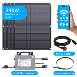 Sistema de Energía Solar Flexible Ultraeficiente de 240W con 8 <span class=keywords><strong>Paneles</strong></span> Fotovoltaicos, <span class=keywords><strong>Microinversor</strong></span> de 2kw para Hogar, WiFi, Conexión a Red, Balcón, Residencial - Product Image 2