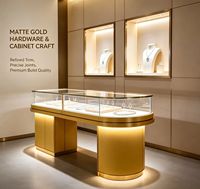 Vitrine de luxe pour bijoux avec éclairage LED et fond en verre, support mural, écologique, durable, couleurs personnalisables
