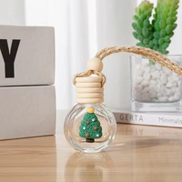 Vente en gros de diffuseur de Noël suspendu désodorisant de voiture bouteille vide en verre d'huile essentielle de parfum de voiture