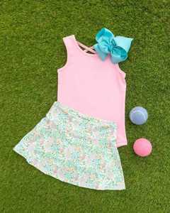 Custom Summer Flower Athletic Wear Solid Color Little Girls Ruffles Shirt Skirt Shorts Liner Skorts Boutique Cute <b>Sister</b> Outfits - Product Image 3