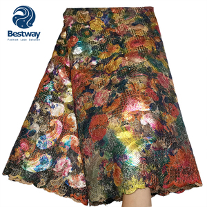 Vải Ren Lưới Đôi Thêu Nặng Độc Đáo Châu Phi 2022 Chất Lượng Cao - Product Image 4