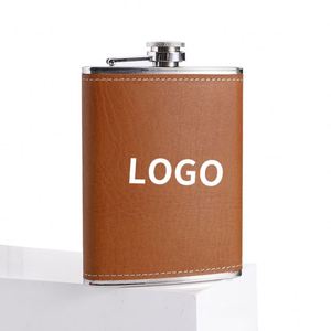 Personalized Hip Gift <b>Small</b> Capacity 8 Oz Leather Cover Stainless Steel Whisky <b>Flask</b> Set for Men - Product Image 3